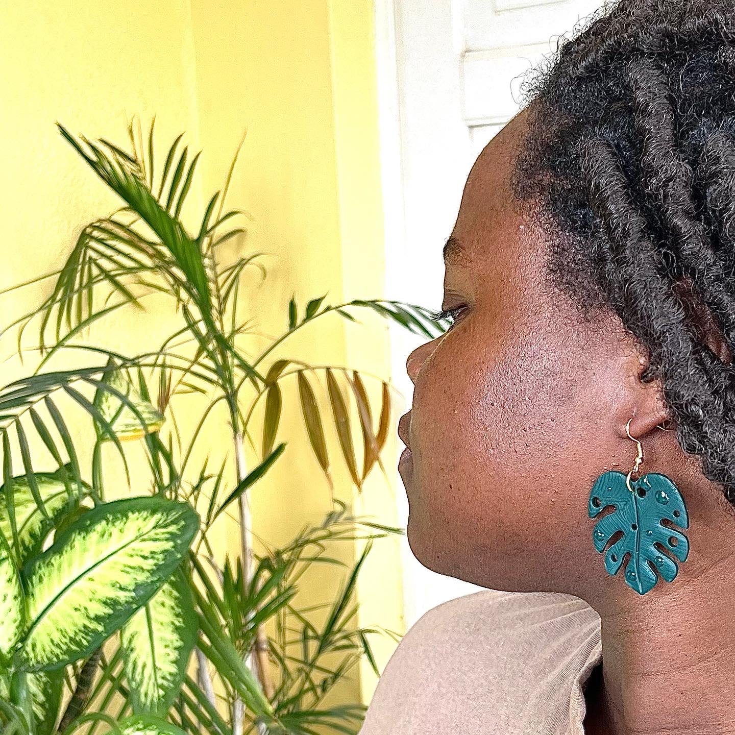 Monstera Leaf Polymer Clay Earrings