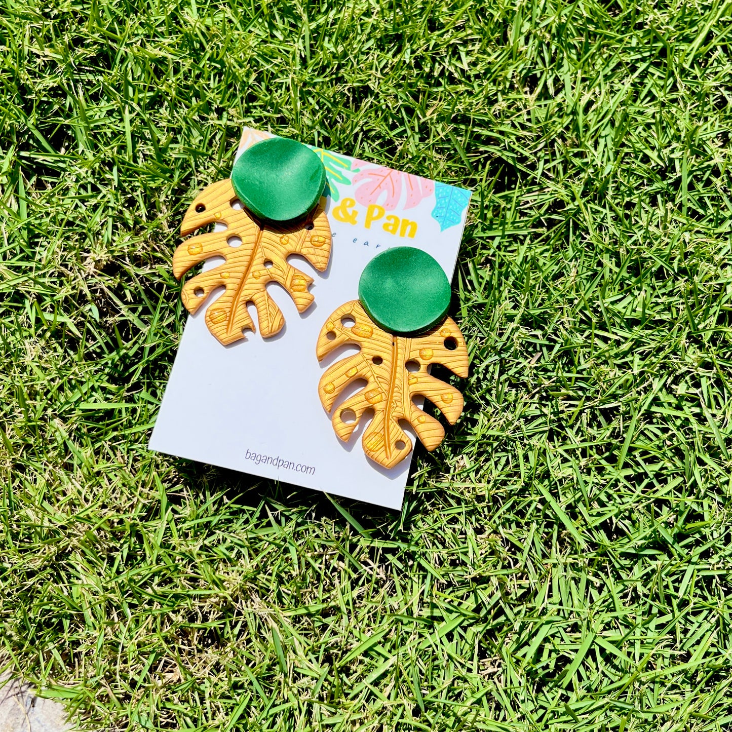 Giant Monstera Leaf Stud Earrings