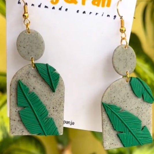 Banana Leaf Polymer Clay Earrings