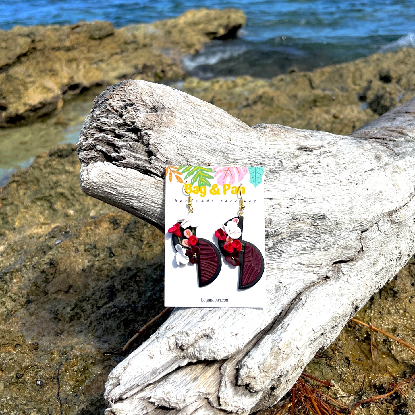 Midnight Bouquet Floral Statement Earrings - Exquisite Polymer Clay Valentine's Day Jewellrey