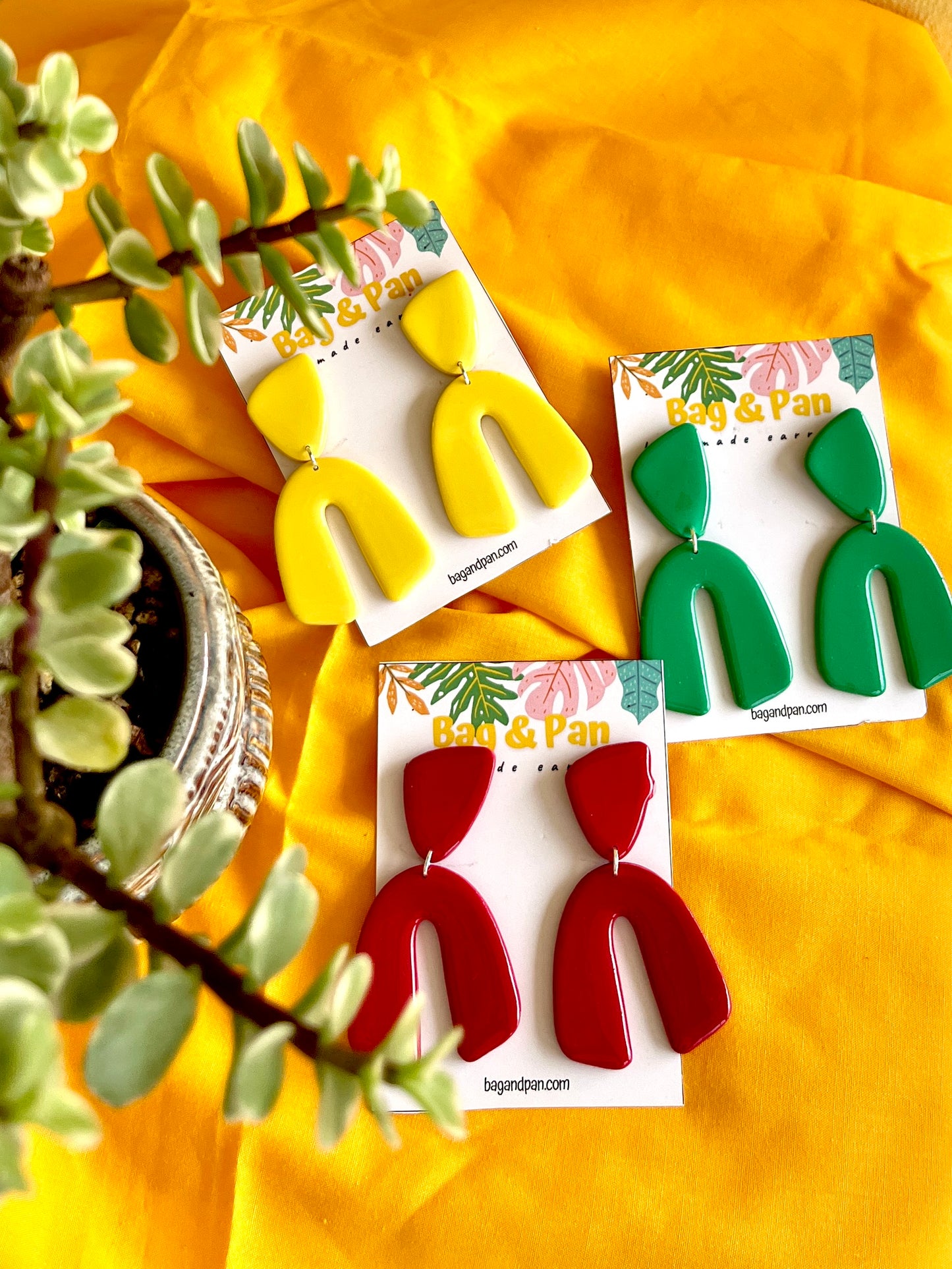 Elegant Arch Polymer Clay Statement Earrings