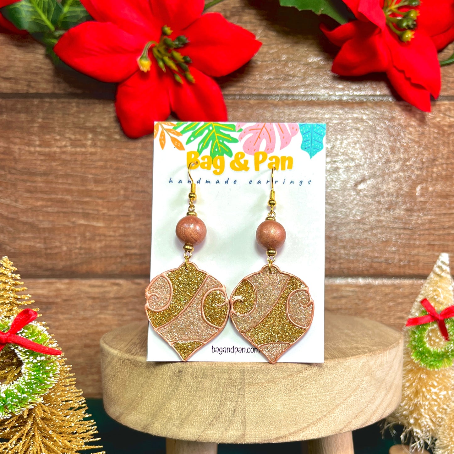 Glitter Bauble Earrings – Gold, Rose Gold, & Silver