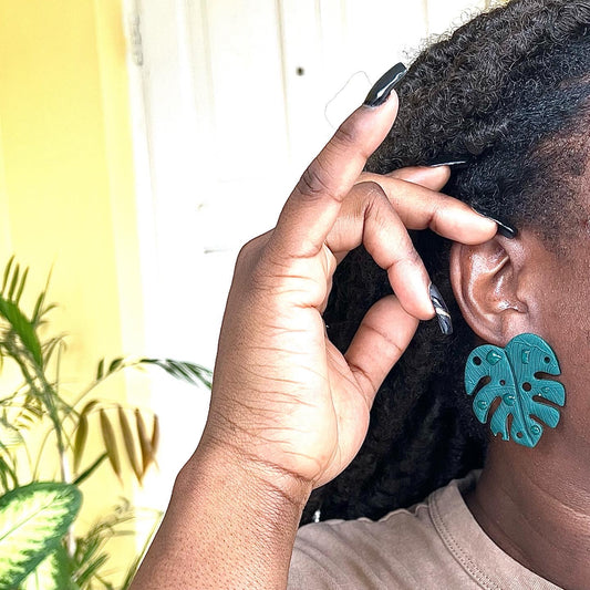 Giant Monstera Leaf Stud Earrings