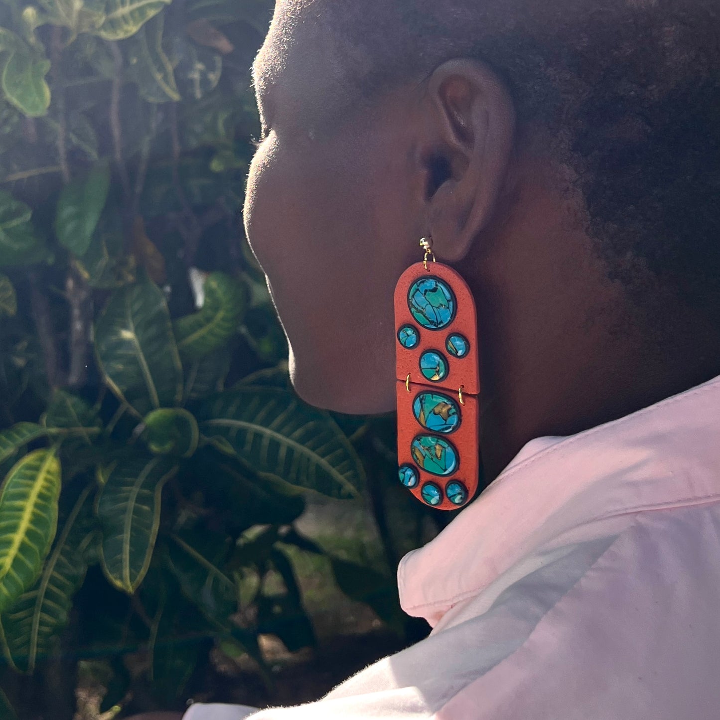 Turquoise Mirage Polymer Clay Earrings - Southwest Inspired Lightweight Statement Jewellery