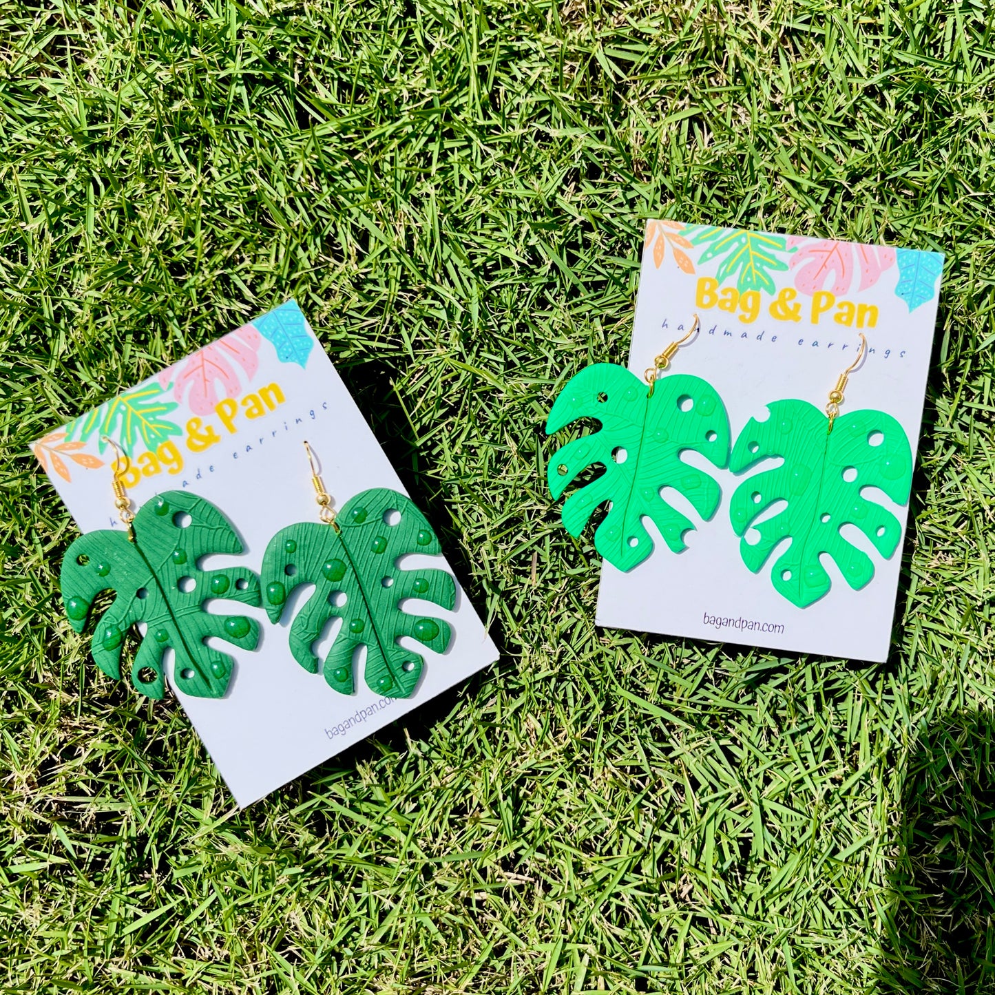 Monstera Leaf Polymer Clay Earrings