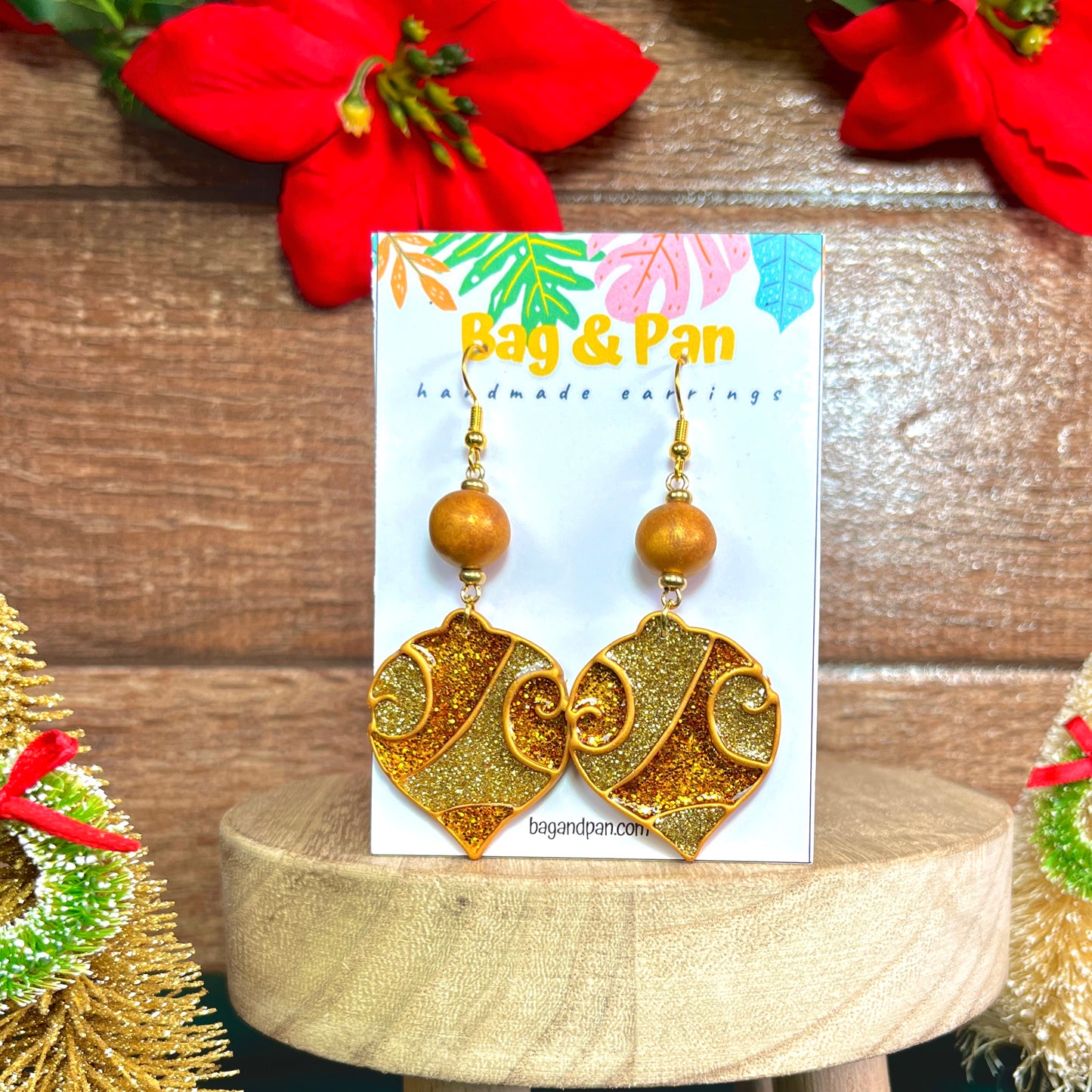 Glitter Bauble Earrings – Gold, Rose Gold, & Silver