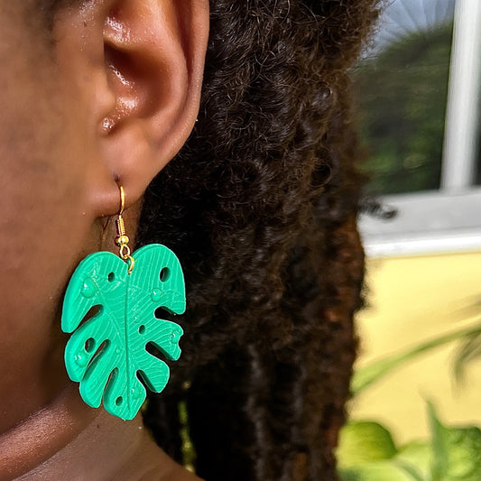 Monstera Leaf Polymer Clay Earrings