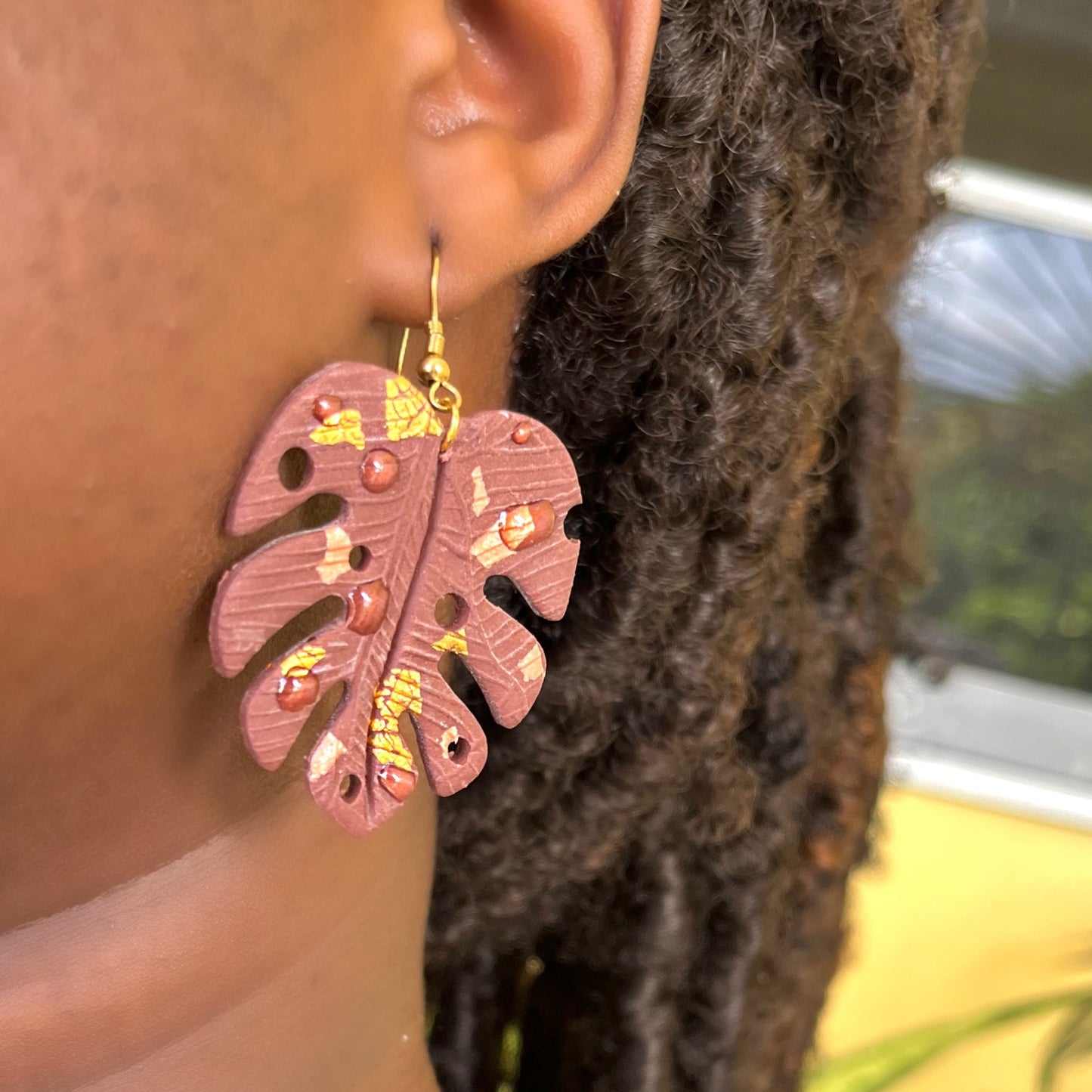 Monstera Leaf Polymer Clay Earrings