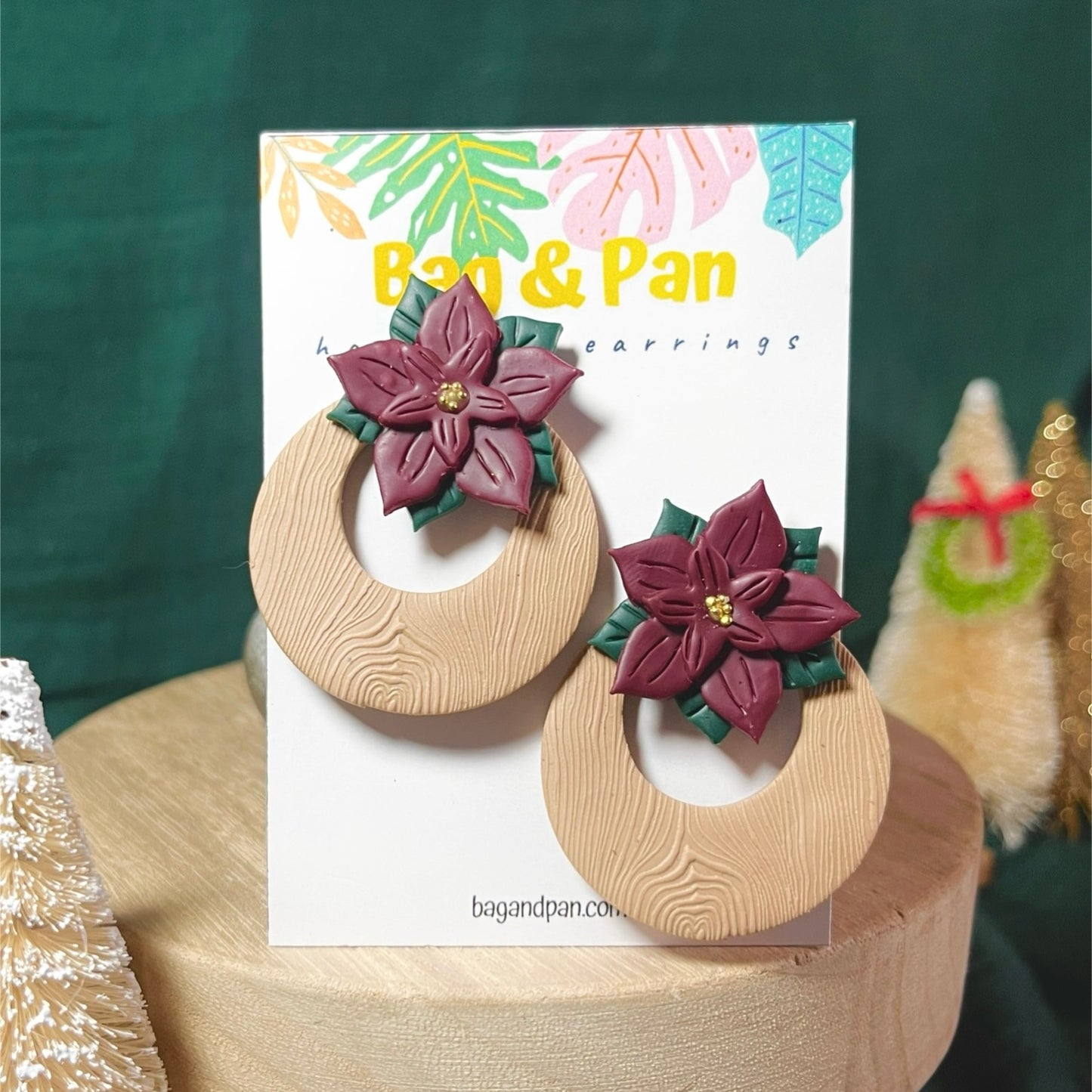 Poinsettia Door Knocker Statement Earrings