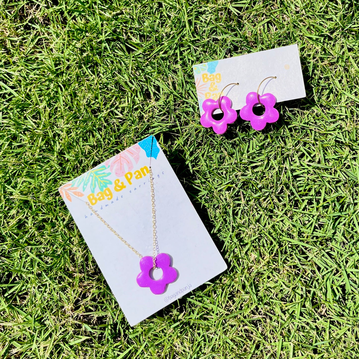 Hollow Daisy Hoops - Polymer Clay Jewellery