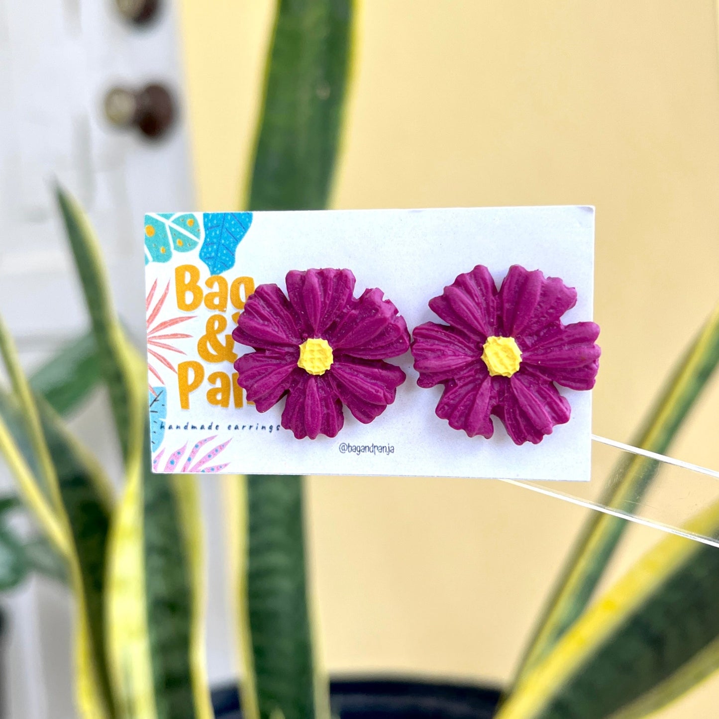 Flower Power Polymer Clay Knob Earrings