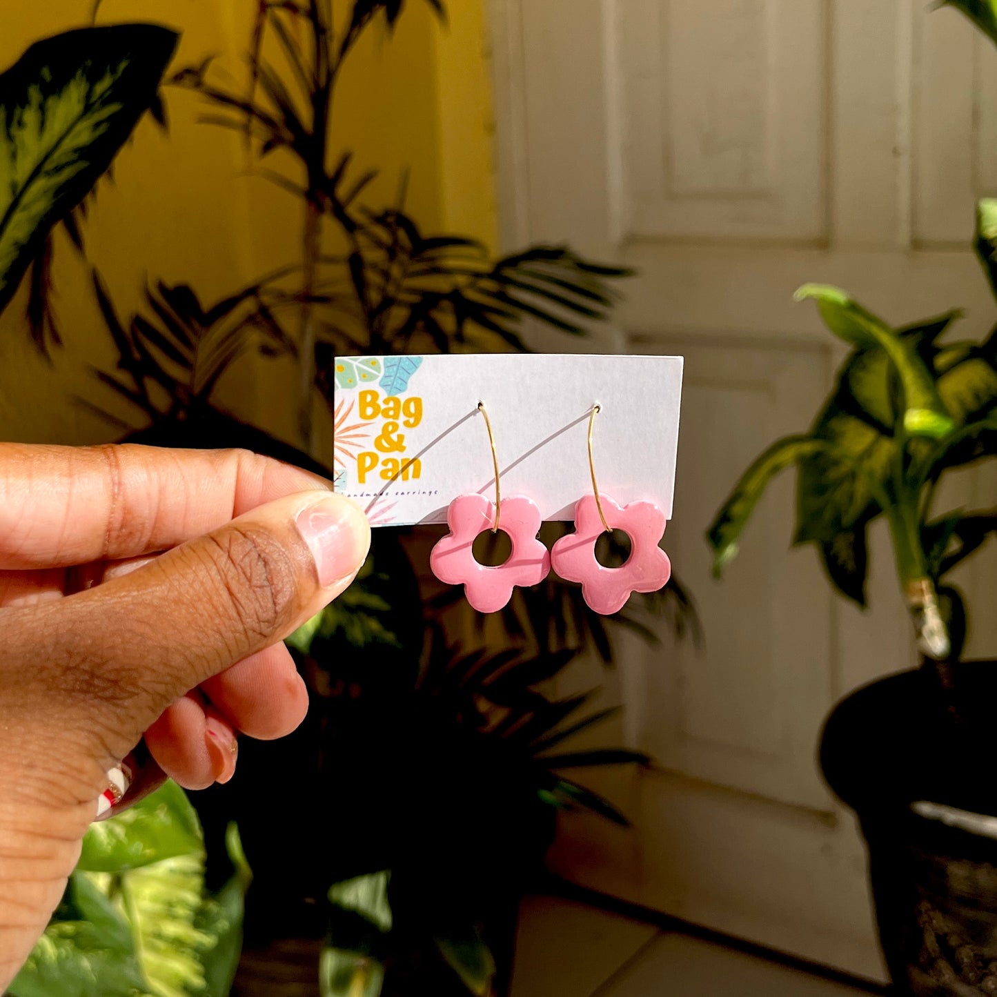 Hollow Daisy Hoops - Polymer Clay Jewellery