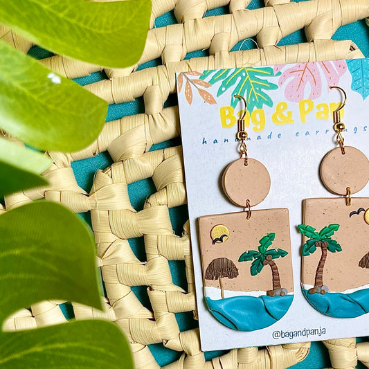 Beach Day Polymer Clay Earrings - Thatch Umbrella