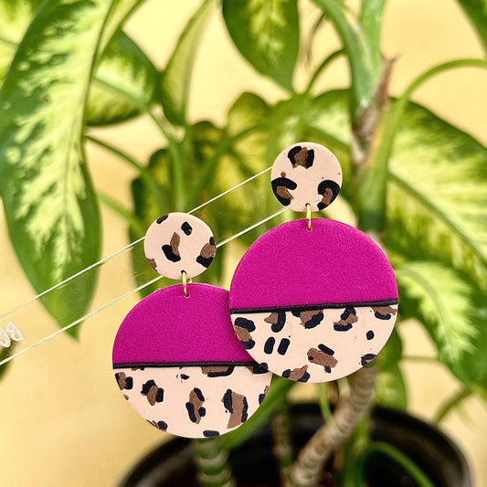 Purple Leopard Print Polymer Clay Earrings