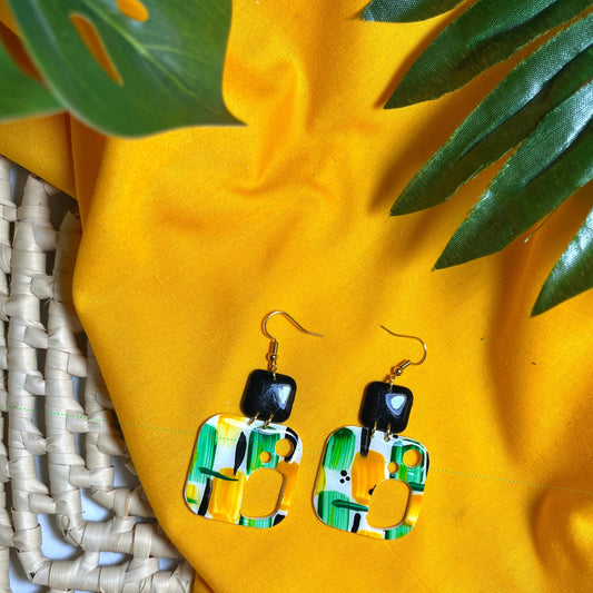 Abstract Jamaican Jubilee Polymer Clay Earrings