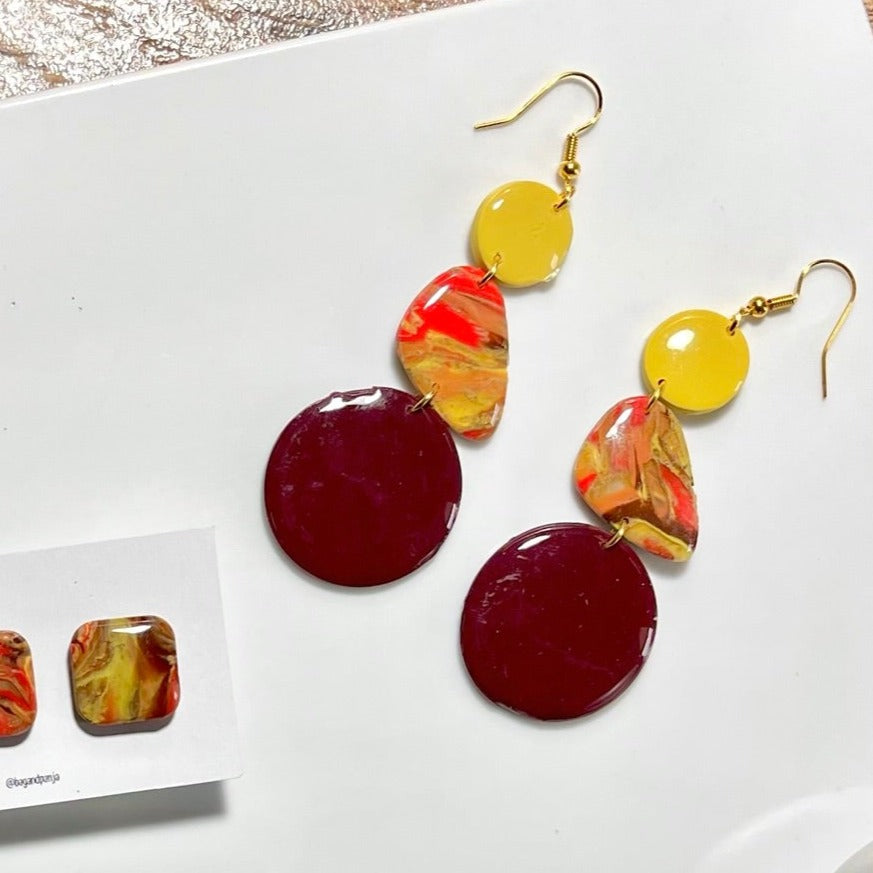 Marbled Sunset Polymer Clay Earrings