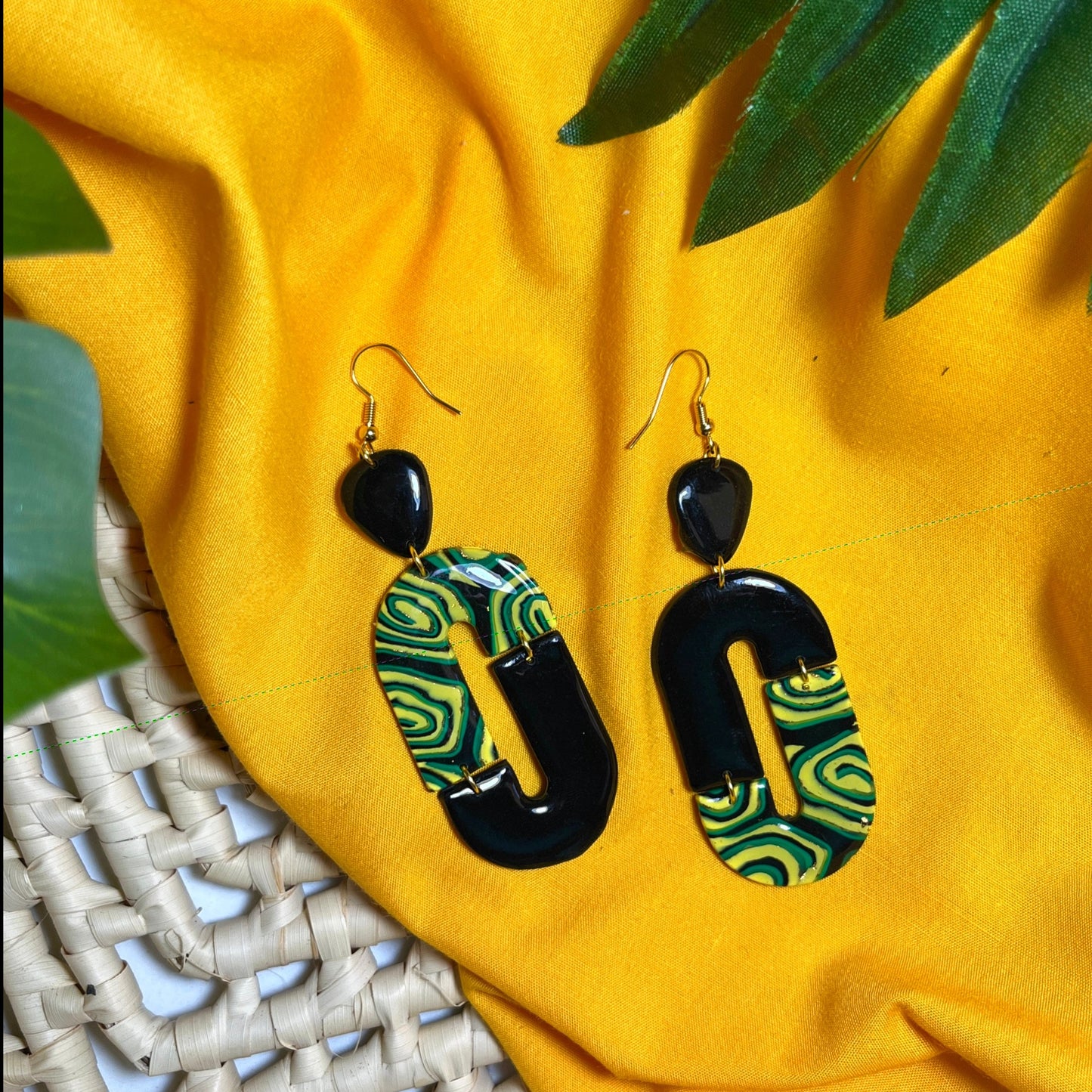 Jamaican Spiral Polymer Clay Earrings