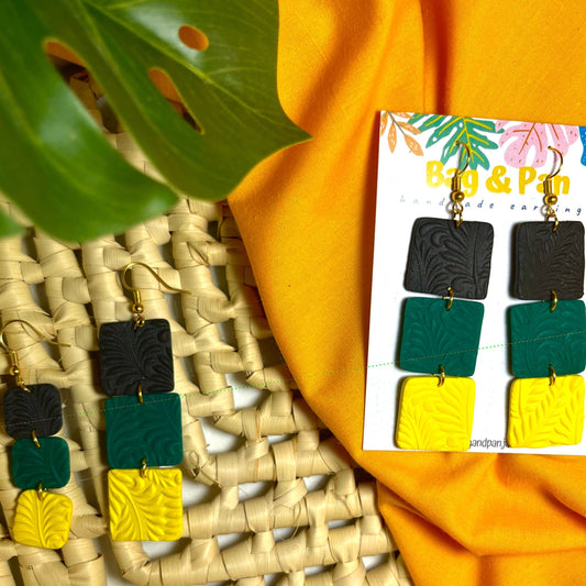 Jamaica Squares Polymer Clay Earrings