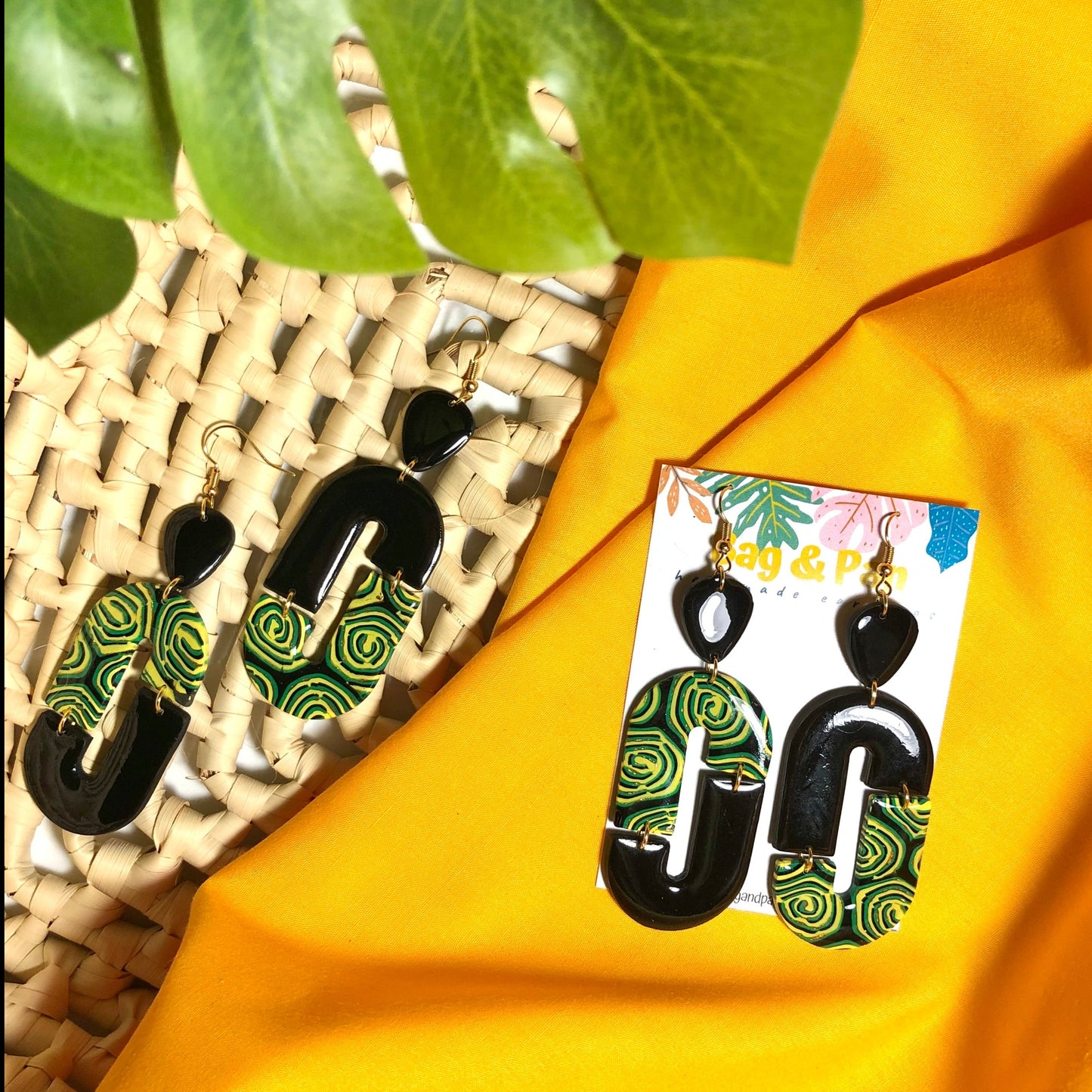 Jamaican Spiral Polymer Clay Earrings