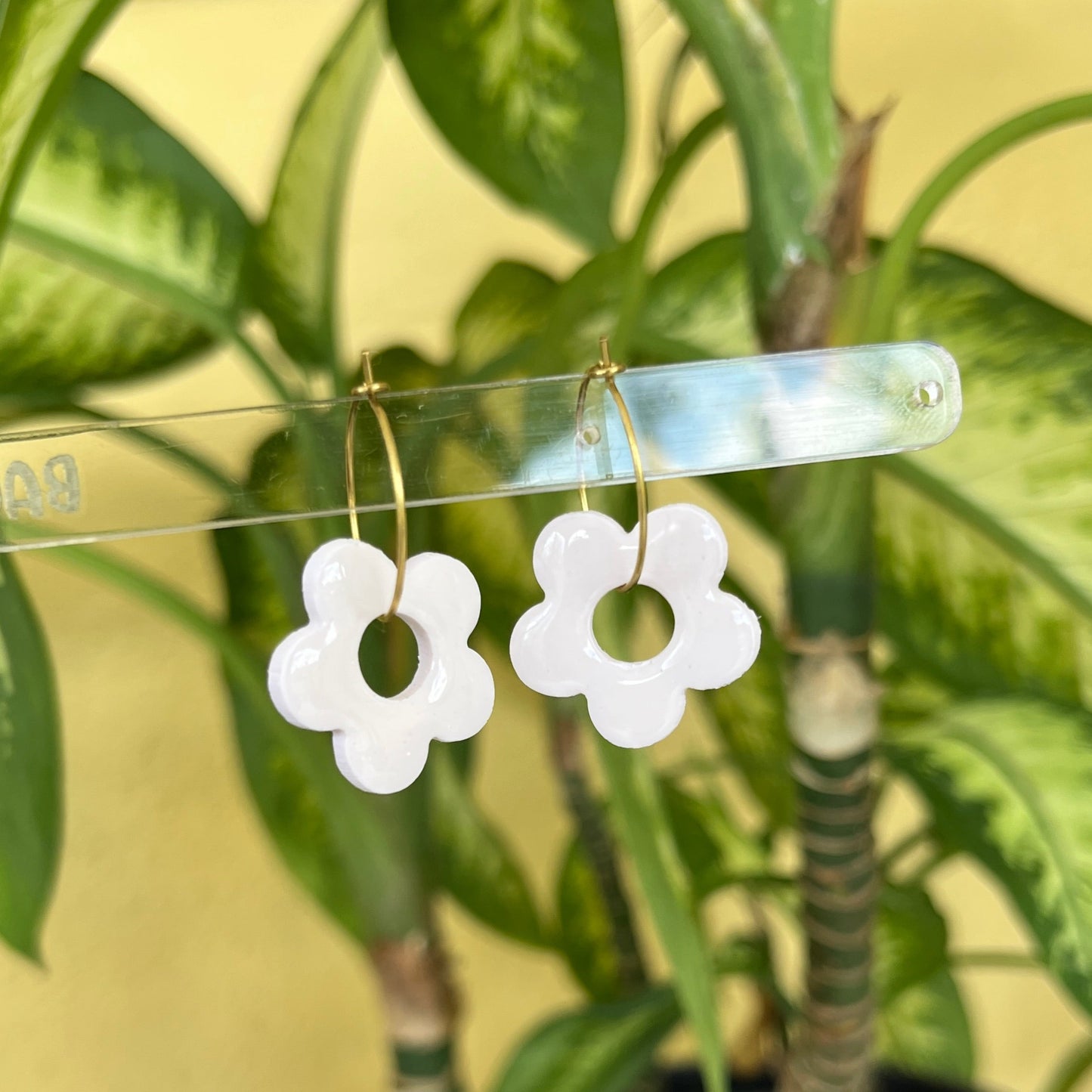 Hollow Daisy Hoops - Polymer Clay Jewellery