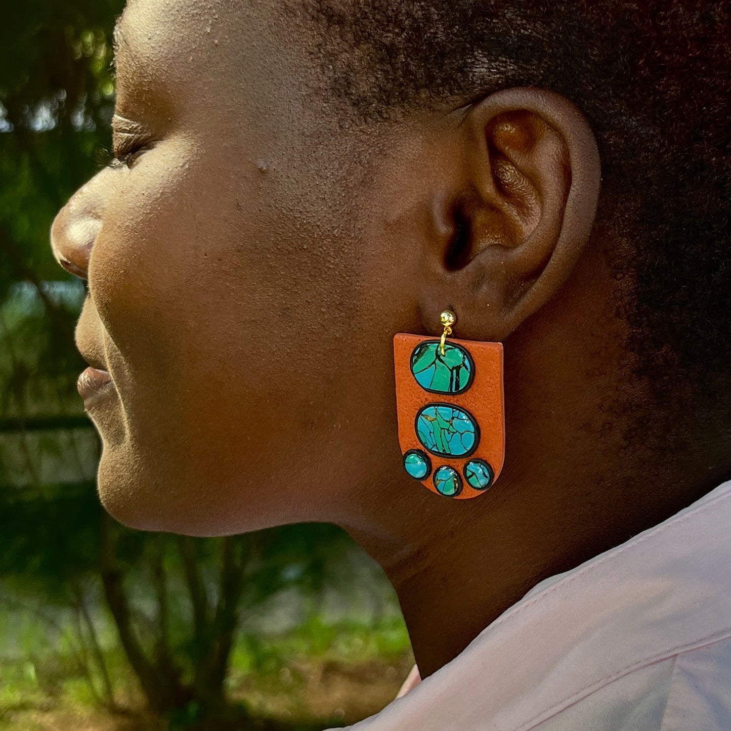 Turquoise Mirage Polymer Clay Earrings - Southwest Inspired Lightweight Statement Jewellery