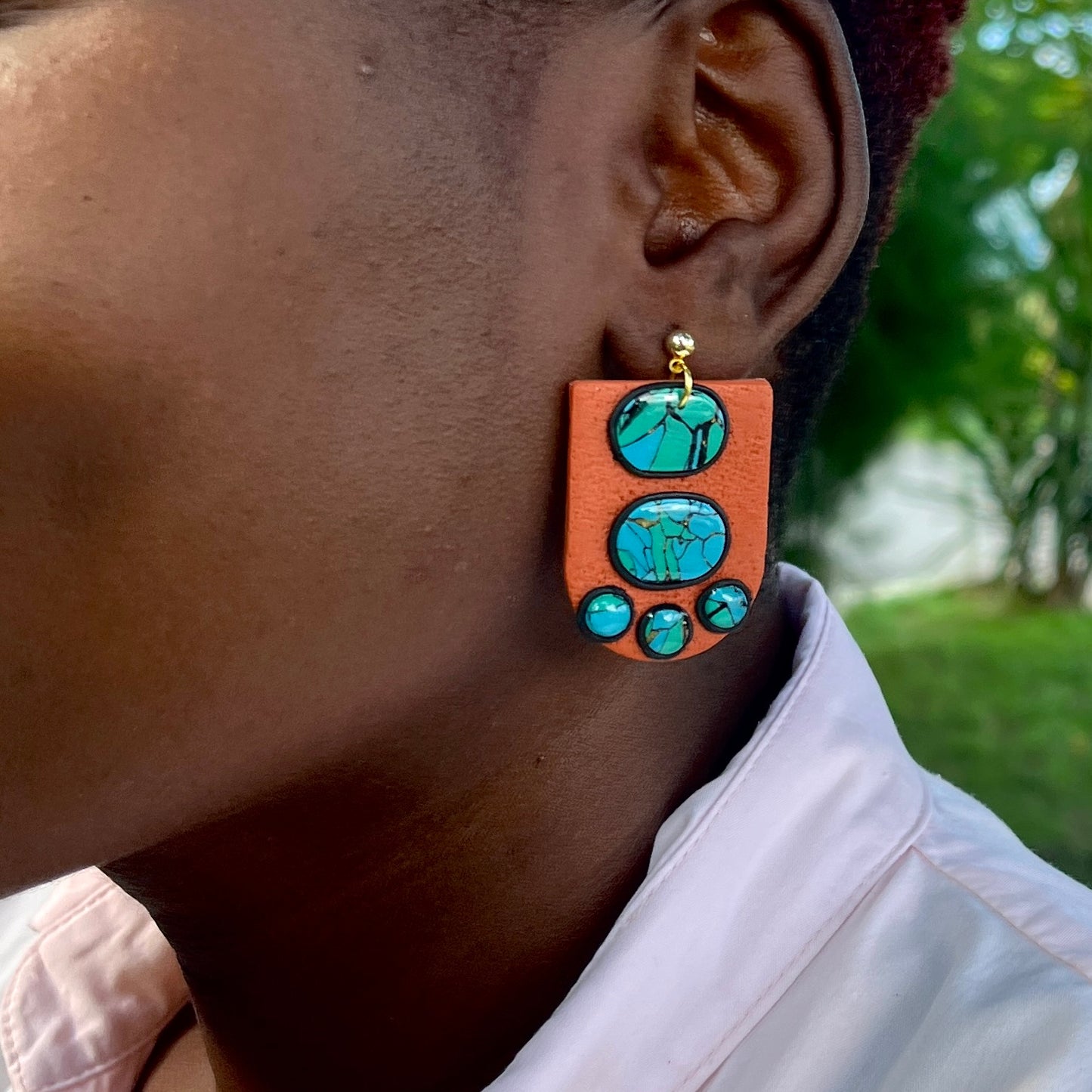 Turquoise Mirage Polymer Clay Earrings - Southwest Inspired Lightweight Statement Jewellery