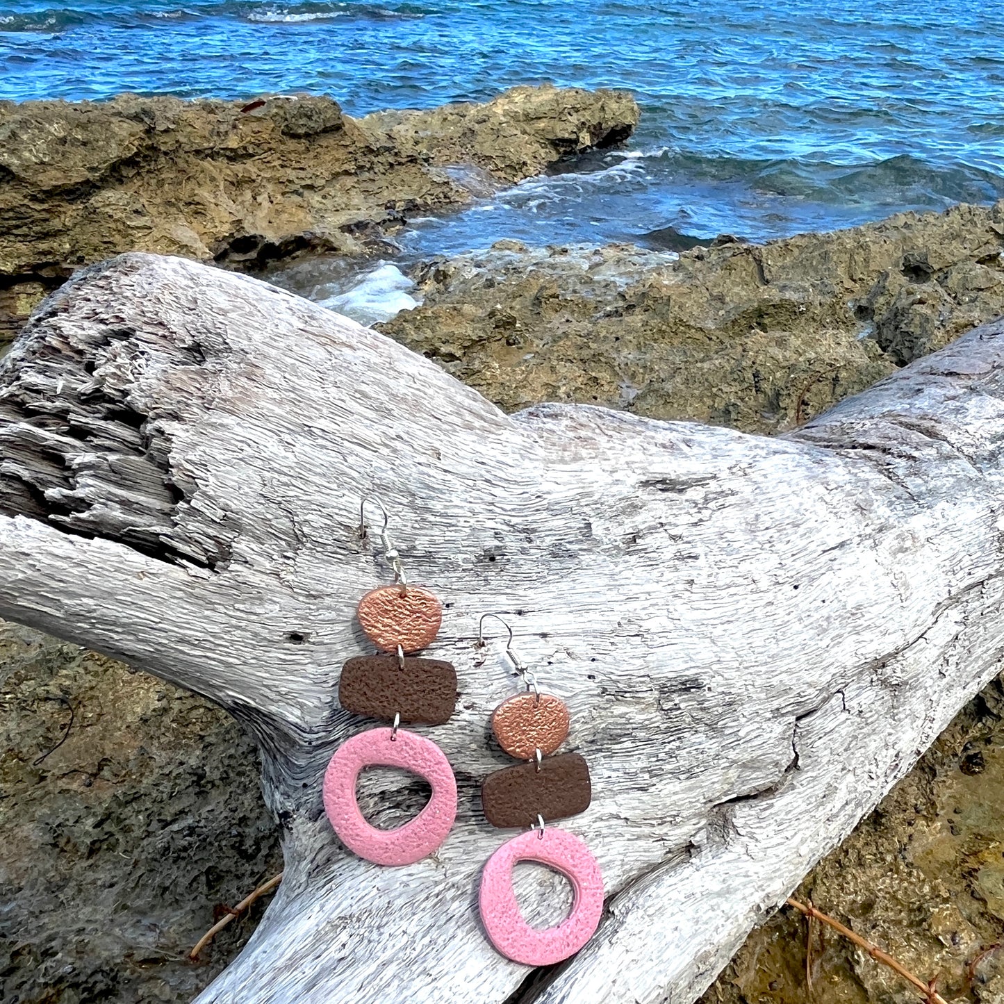 Earthy Pebble Polymer Clay Earrings